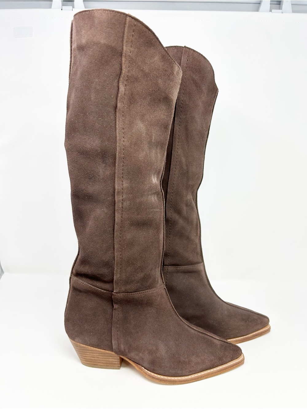 Free People Sway Slouch Knee High Boots Brown Western Pointed Toe Size 36.5